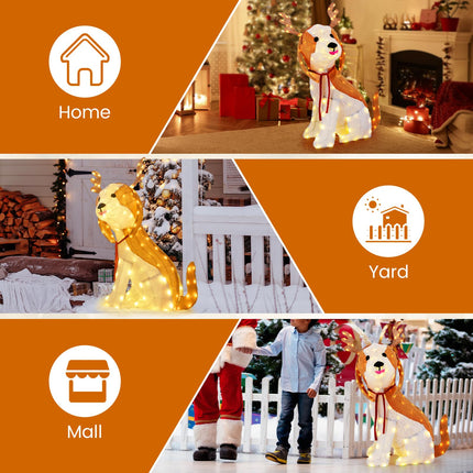 Dreamade Lighted Christmas Dog, Indoor Outdoor Puppy Decoration w/LED Lights