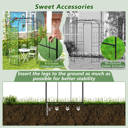 Dreamade Birdcage Shape Gazebo - 9.4' H x 6.8' W Metal Arch Trellis for Climbing Plants Clematis Vines