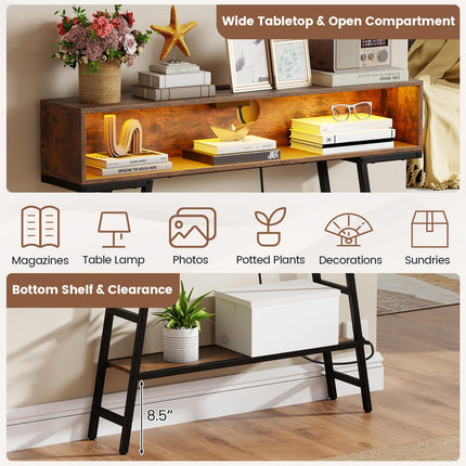 Dreamade Console Table with Charging Station & LED Lights