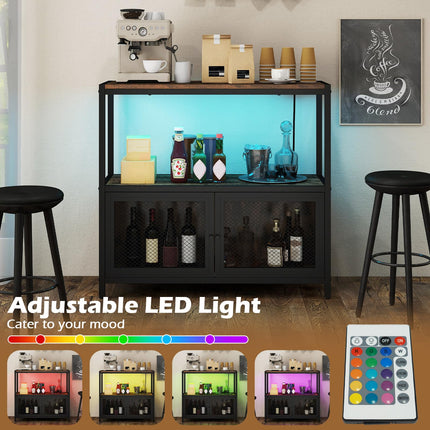 Dreamade Wine Cabinet with LED Lights for Kitchen Living Room