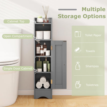 Dreamade Small Bathroom Storage Cabinet Corner Floor Cabinet with Door & Adjustable Shelves
