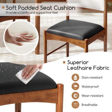 Dreamade Wooden Dining Chairs, Upholstered Kitchen Chairs w/Rubber Wood Frame & Faux Leather Padded Seat