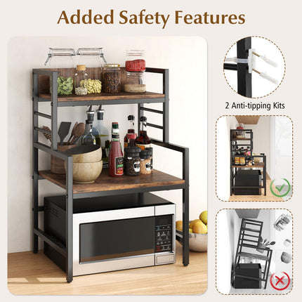 Dreamade 3-Tier Microwave Stand, Space-Saving Microwave Oven Rack with 2 Open Shelves & Heavy-Duty Metal Frame