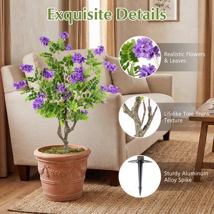 Dreamade 39” 2 Pack Artificial Locust Flower Trees with Ground Spikes | Sophora Japonica Blossoms