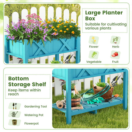 Dreamade HIPS Raised Garden Bed, Elevated Planter Box w/Legs, Storage Shelf, Drain Holes