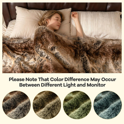 Dreamade 760GSM Soft Plush Fuzzy Luxury Faux Raccoon Fur Blanket for Sofa