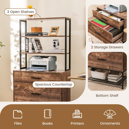 Dreamade Tall 2-Drawer File Cabinet - Filing Cabinet