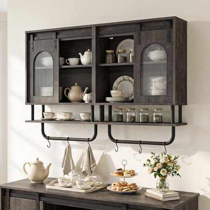 Dreamade Bathroom Wall Cabinet with Sliding Barn Door