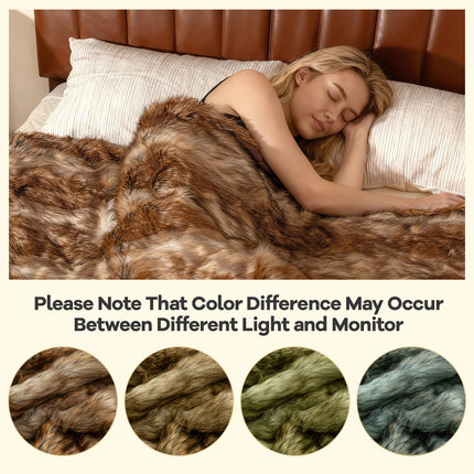 Dreamade 540GSM Soft Plush Fuzzy Luxury Faux Raccoon Fur Blanket for Bed