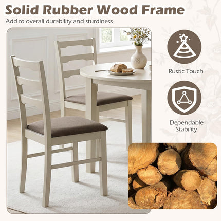 Dreamade Wood Farmhouse Upholstered Kitchen Chairs with Ladder Back Design (2/4)