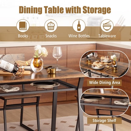Dreamade Dining Table Set for 4, 47”L x 28”W Rectangular Kitchen Table w/ 4 Trapezoid Chairs