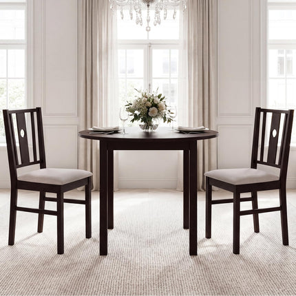 Dreamade Wood Dining Chairs w/Fabric Padded Seat & Slatted Curved Back (2/4)