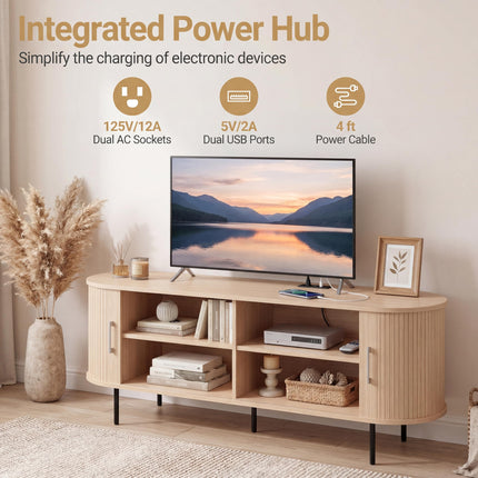 Dreamade Mid Century Curved Fluted TV Stand for TVs up to 60"