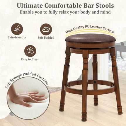 Dreamade Swivel Bar Stools Set with Faux Leather Padded Seat