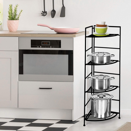 Dreamade Folding Metal Plant Rack, 4 Tiers Corner Shelf Plant Stand