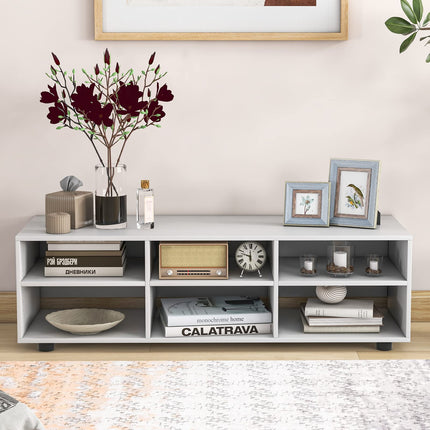 Dreamade TV Stand with Cube Storage - TV Console Cabinet w/ 6 Open Compartments