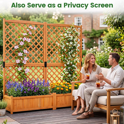 Dreamade 71" Wooden Raised Garden Bed with Trellis (1/2)