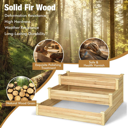 Dreamade 3 Tier Raised Garden Bed, Wood Planter Box 48 x 48 x 22 Inch Vegetable Flower Herb Fruit Growing Bed Kit