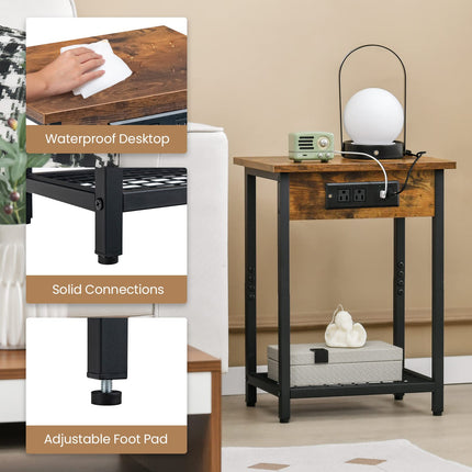 Dreamade Nightstand Set of 2 with Charging Station
