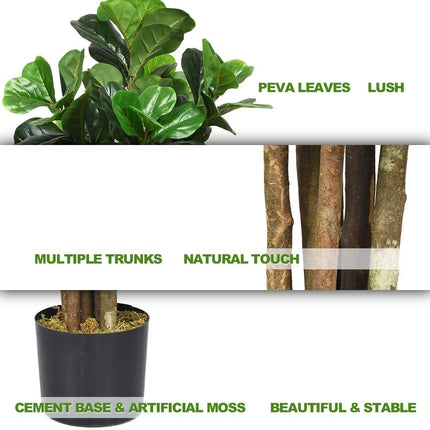 Fake Fiddle Leaf Fig Tree Artificial Greenery Plants in Pots Decorative Trees (5ft)