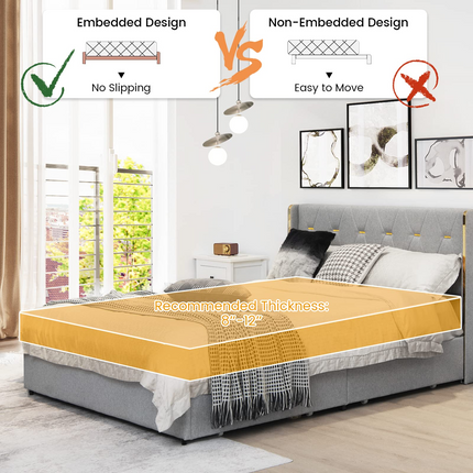 Dreamade Queen/Full Size Upholstered Bed Frame with 4 Drawers