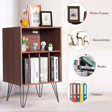 Dreamade End Table Record Player Stand, Turntable Stand Record Storage Cabinet