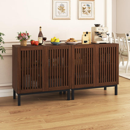 Dreamade Sideboard Buffet Cabinet | 32" Farmhouse Coffee Bar with Slatted Doors