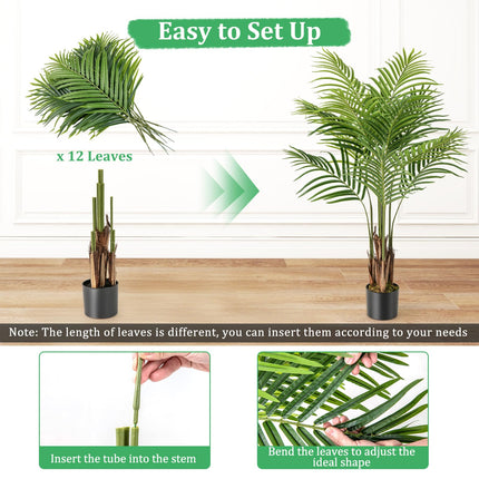 Dreamade 4.2FT Tall Artificial Palm Tree with 12 PEVA Leaves (2 Pack)