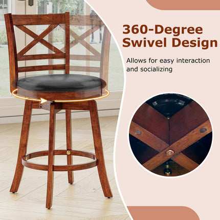 Dreamade 25 Inch Swivel Bar Stools Set of 2/4 with PU Faux Leather Upholstered Seat