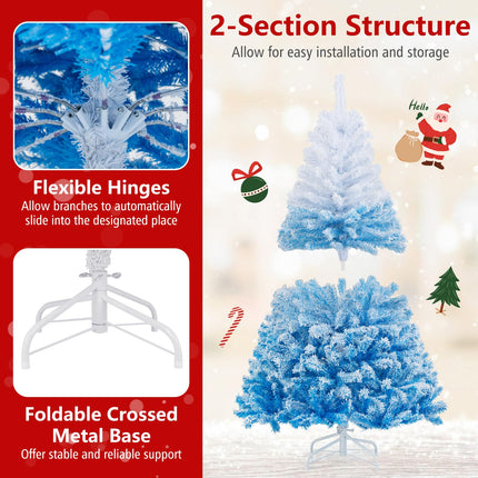 Dreamade Pre-Lit Snow Flocked Christmas Tree | Artificial Hinged Xmas Full Tree