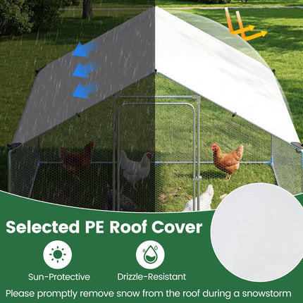 Dreamade 9.8 x 6.7 x 6.6 FT Large Metal Chicken Coop with Waterproof Cover