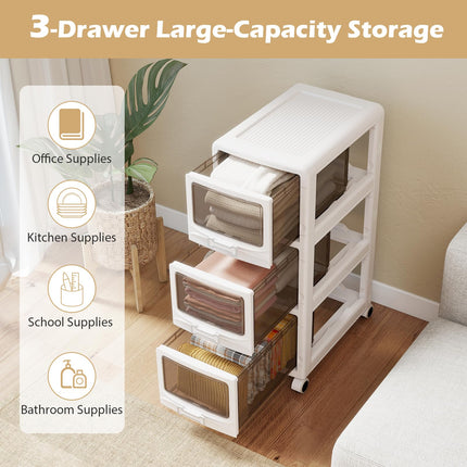Dreamade 3/4/5-Tier Plastic Drawer Storage Organizer Rolling Cart with Drawers & Lockable Wheels