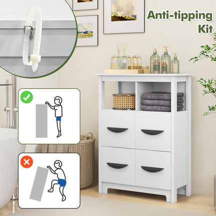 Dreamade Storage Cabinet with Large Drawers, Open Storage Compartments, Anti-Tipping Kit, White
