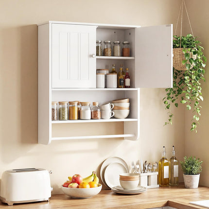 Dreamade Bathroom Wall Cabinet with Towel Bar & Adjustable Shelf