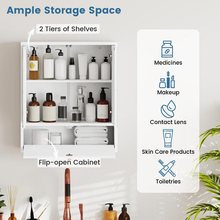 Dreamade Bathroom Wall Mount Cabinet with Mirrored Doors
