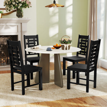 Dreamade Wooden Dining Chairs Set 100% Solid Rubber Wood Kitchen Chair with High & Tilted Backrest