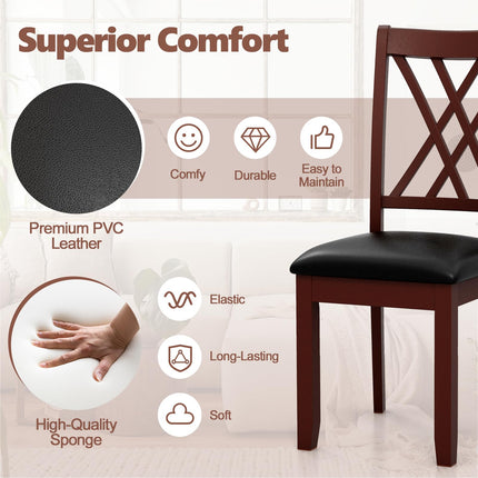 Dreamade Wood Dining Chairs Set of 2, Faux Leather Upholstered Kitchen Chairs with Rubber Wood Legs