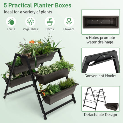 Dreamade Set of 2 Vertical Raised Garden Bed, 5 Planter Boxes Container w/ Drainage Holes