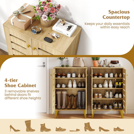 Dreamade Shoe Cabinet with Doors 4-Tier Freestanding Shoe Organizer Cabinet