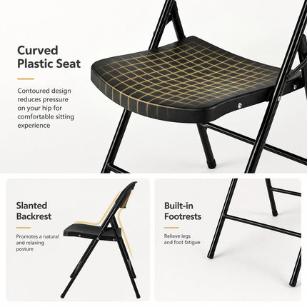 Dreamade Plastic Folding Chair | Portable Stackable Commercial Seats with Ergonomic Backrest