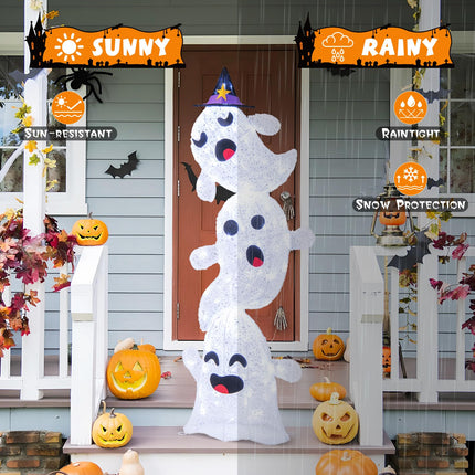 Dreamade 4 Ft Halloween Decorations Outdoor Stacked Ghosts, Free-Standing Cute Yard Decorations