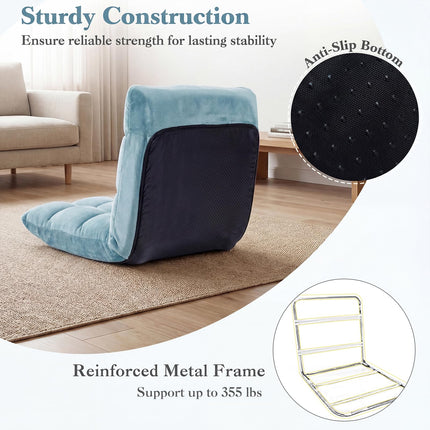 Dreamade Folding Floor Chair with Back Support & 14 Adjustable Position
