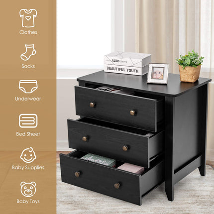 Dreamade Modern Simple Dresser 3-Drawers Chest with Solid Curved Legs