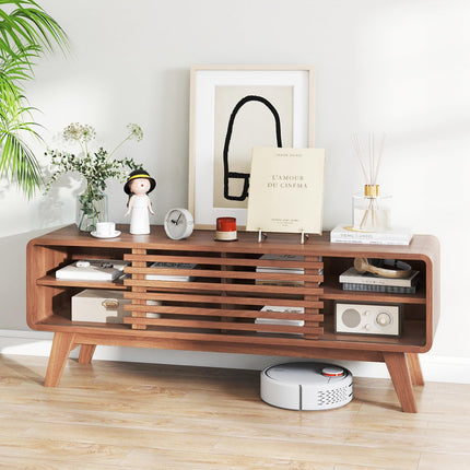 Dreamade TV Stand for TVs up to 55" with Sliding Door and Adjustable Shelves for Living Room