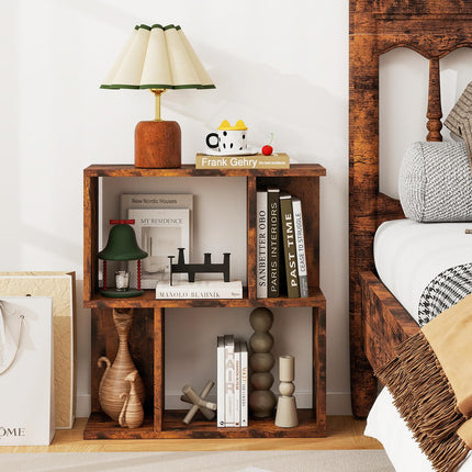 Dreamade 3-Tier S-Shaped Bookshelf, Modern Geometric Bookcase, Freestanding Display Shelf for Small Space