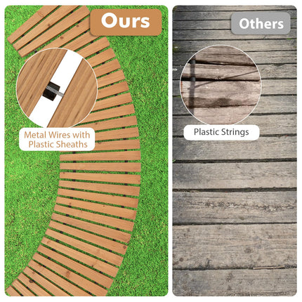 Dreamade Garden Pathway Roll Up - 7ft Curved Wood Walkway 17 inch Width
