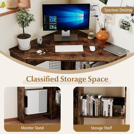Dreamade Computer Desk with Storage Shelves and CPU Stand