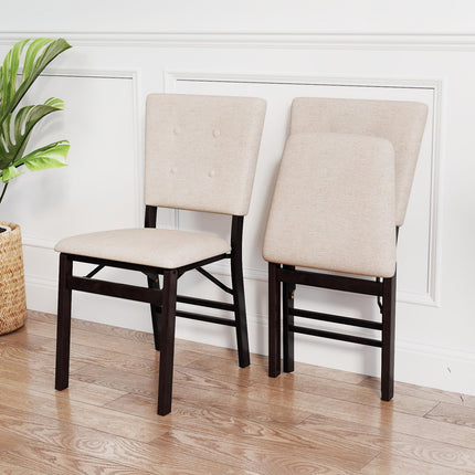 Dreamade Foldable Dining Chair Set of 2/4 Armless Kitchen Chair with Padded Seat and Tilt Backrest