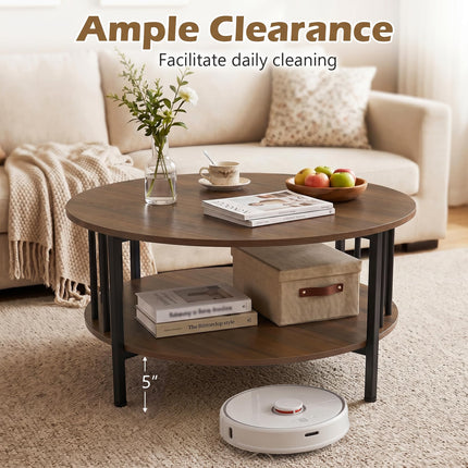 Dreamade 32.5" Wood Farmhouse Round Coffee Table