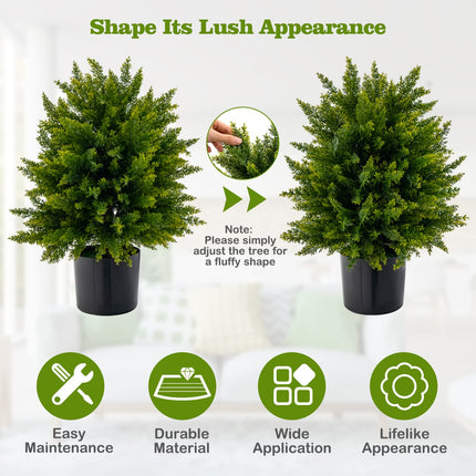 Dreamade 21.5" Artificial Tree, Set of 2 Faux Potted Plants Artificial Shrubs Bushes